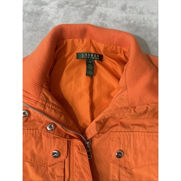 Lauren Ralph Lauren Women’s Medium Orange Utility Jacket Zip Snap Front - Picture 5 of 10